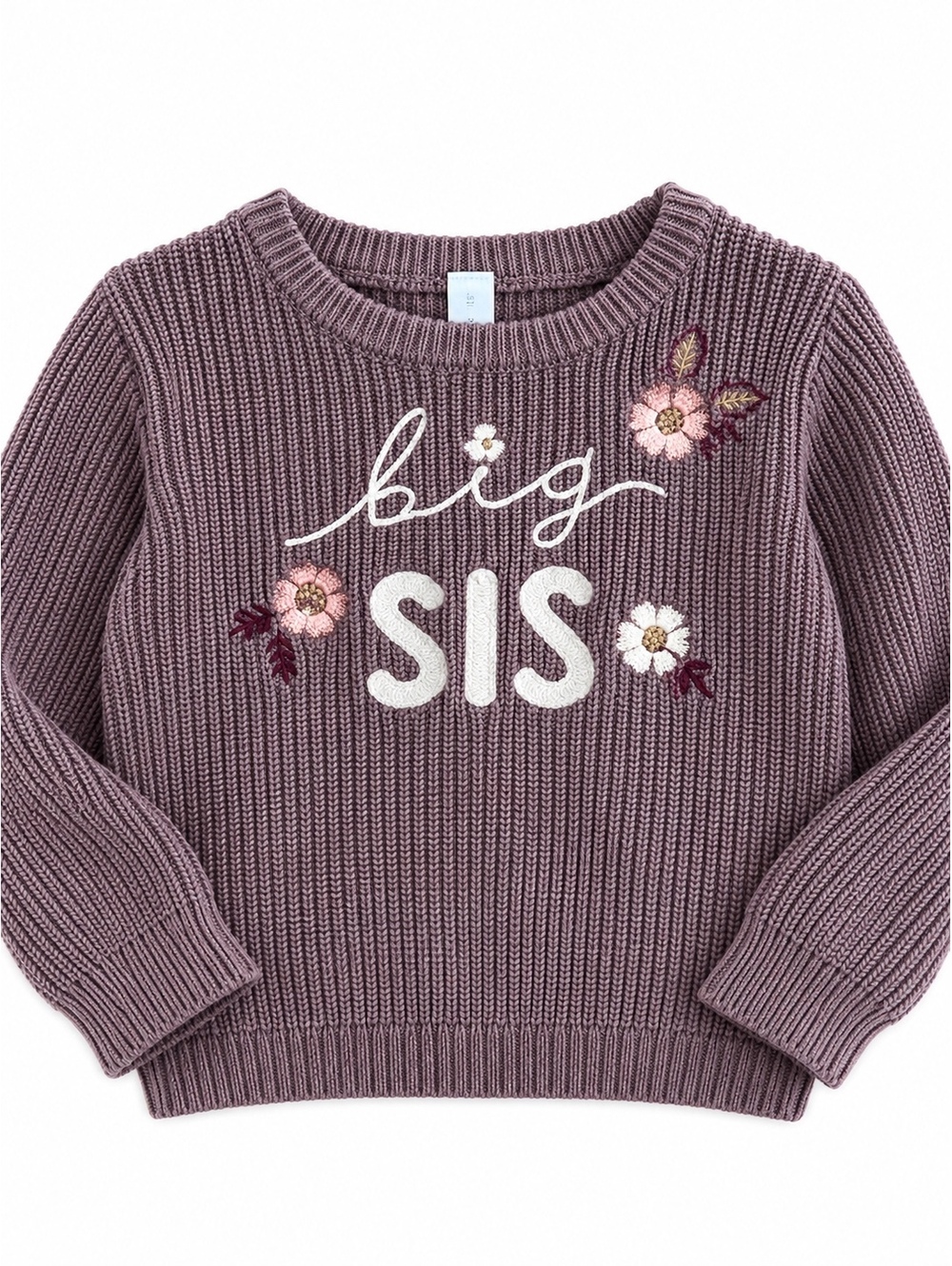Modern Moments by Gerber 4T Big Sis Floral Embroidered Knit Sweater Mauve Fall